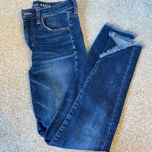 Distressed edge skinny jeans